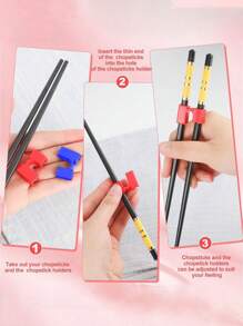 1/2/6/12pcs Chopstick Helper For Adult, Beginner, Trainer Or Learner – Plastic Hinge Connector For Chopsticks Training – Anti-Slip, Reusable And Replaceable – Dishwasher Safe ,Kitchen,Christmas Gift ﻿,School Supplies - Multicolor - View 6