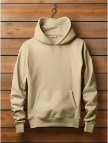 Plain Sweatshirt Blouse Without Kangaroo Print With Hood Cold Weather Coat - 卡其色 - 查看 2