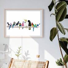 1 件，帆布挂画，带框装饰画，海报，墙壁艺术，迷人鸟类帆布艺术印刷品 - 笑翠鸟、鹦鹉和喜鹊，适用于家庭和办公室装饰 | 非常适合卧室、客厅、咖啡厅和酒吧、春季家居装饰