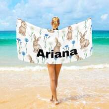 Toallas de playa con diseño de conejos, toallas de playa de microfibra personalizadas para adultos, toalla ligera de secado rápido para nadar, bañarse, viajar, picnic, regalo personalizado para Pascua