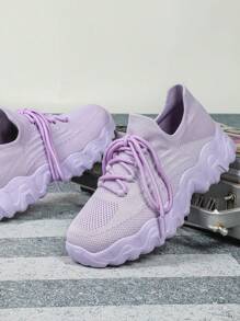 Casual Slip-On Shoes, Wide Fit Design, Anti-Slip Shock Absorbing Lightweight Breathable, Elegant Purple, Suitable For Travel, Festival, Party, Convenient , Easy To Wear, Wide Width Women Sports Shoes