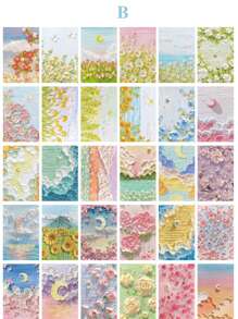 30 件/套精美明信片套装，艺术油画风格，贴心的生日礼物，贺卡，祝福卡，新年礼物，适合送给朋友和家人，返校，学校用品 - 彩色 - 查看 12