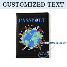 Capa Personalizada de Mapa Cartoon Impresso em Cores, Proteção de Passaporte, Porta-Documentos Multifuncional, Porta-Passagem Aérea, Capa de Passaporte e Tag de Bagagem, Presentes de Festa de Casamento