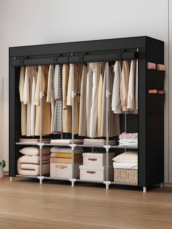 1pc Large Capacity Foldable Wardrobe Closet, Modern Simple Assembly Non-Woven Cloth Hanger Cabinet, Economical Compact Storage Organizer For Dormitory