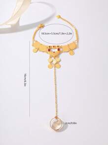 1pc Retro Geometric & Coin Rhinestone Decor Finger Ring Bracelet, Suitable For Women, Party, Wedding