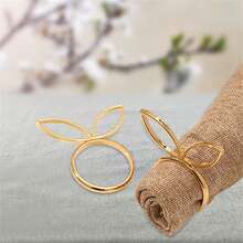 Servilleteros de conejito de Pascua, elegantes servilleteros de metal para decoración de mesas de bodas, fiestas y comedores. - oro - Ver 6