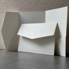 25pcs Tri-Fold Pocket Wedding Invitation Cards With Envelopes, Simple Invitation Cards For Engagement, Christening, DIY Invitations, 5*7 Inch Invitations, Pocket Invitations, Customized Invitations, Christmas Cards - Ivory - View 5