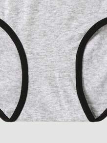 1 条女士纯棉透气舒适灰色撞色内裤 - 灰色 - 查看 7