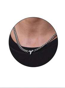 1pc Stainless Steel 26 Letter Fashion Pendant Necklace, Suitable For Daily Wear, Gift For Boyfriend/Girlfriend, Couples
