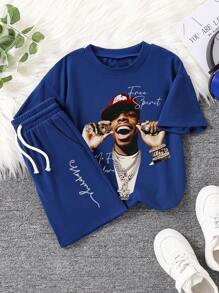 Tween Boys Graphic Print Crew Neck Short Sleeve T-Shirt And Shorts Set