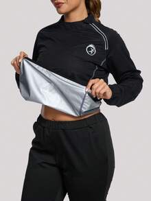1PC Slim Sauna Suit For Women Weight Loss Sauna Top Sweat Sauna Jacket For Daily Life Sporty Gym - Black - View 5