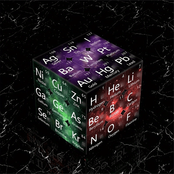 1pc Starry Sky 3x3 Magic Cube - Design de tabela periódica química de alta definição, quebra-cabeça educacional para iniciantes, quebra-cabeça multidimensional, tabela de ciclo de elementos químicos