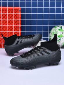 1 Pair Men/Women Soccer Cleats, Low-Top Breathable Outdoor Sports Shoes, Adult Student Professional Football Shoes, Large Size Non-Slip Wear-Resistant AG Long Spikes FG Natural Grass Soft Ground Real Grass Men Football Training Shoes Lace-Up Rugby Leather Football Boots Lightweight High-Performance Anti-Slip Design High-Top Professional Football Boots - Black - View 4