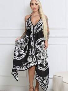 vestido lenco longo - Preto - Visão 1