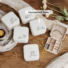 1pc Customized Birthday Flower & Name Women's Jewelry Box, Fashionable Personalized Leather Jewelry Organizer, Perfect Gift For Mother, Girlfriend, Anniversary, Mother's Day - Multicolor - View 2