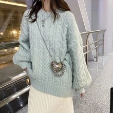 1 件女士心形金属单肩包高品质银口红包可爱迷你斜挎包链条贝壳配饰包 - 銀色 - 查看 6