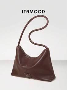 ITAMOOD Túi Tote thiết kế bằng da bò thật sang trọng, Túi Hobo công sở nhẹ nhàng thanh lịch, Túi đeo vai dưới cánh tay có khóa kéo cổ điển tối giản 80350 - màu nâu - Xem 2