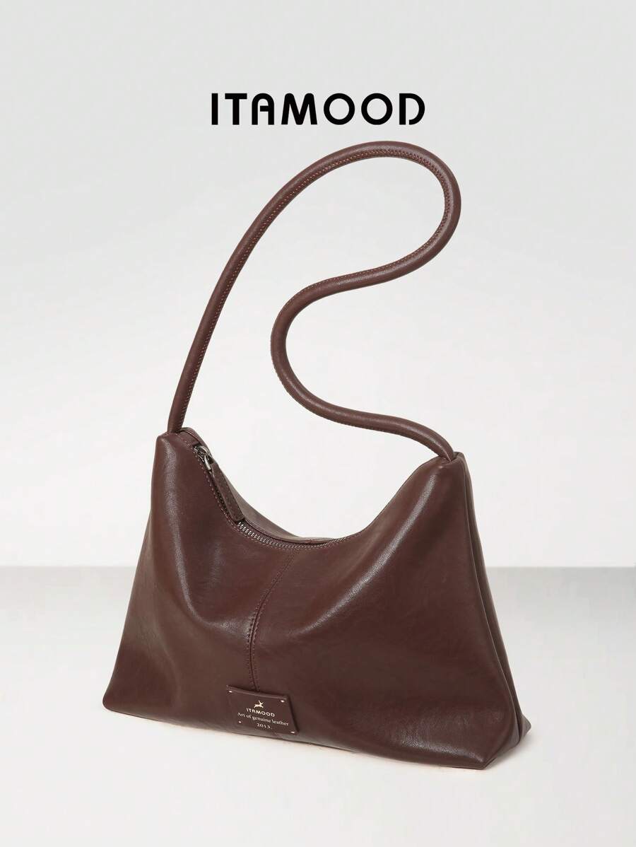 ITAMOOD Túi Tote thiết kế bằng da bò thật sang trọng, Túi Hobo công sở nhẹ nhàng thanh lịch, Túi đeo vai dưới cánh tay có khóa kéo cổ điển tối giản 80350