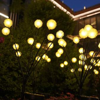 1/2 Solar Powered Dandelion Plush Ball Lawn Lights Swaying In The Wind, Solar Powered Outdoor Waterproof Courtyard Decoration Lights, Suitable For Garden Decoration Lights In Courtyard Villas And Garden Fences