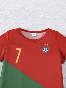 Polyester Soccer Jersey And Shorts Set For Teens - Opaque, Colorblock Design For Sports And Performance, Crew Neck, Easy Care, Great For Spring/Summer, Boys Soccer Gift, Perfect For Outdoor Activities