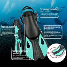 Snorkel Fins Swimming Flippers Adjustable Buckles Short Silicone Scuba Diving Shoes Open Heel Travel Size Adult Men Women - Multicolor - View 8