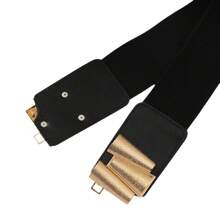1pc Women's Black Elastic Waist Belt, Versatile & Stylish