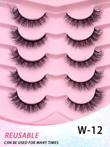 ENCHUW 5 Pairs Fox Eye Eyelashes Cat Eye Lashes Winged End Eye Elongated Eyelashes Fluffy Soft Natural Long Faux Mink Fake Lashes Strip Lashes,Lashes,Eyelashes,Fake Lashes - Cat Eye Lashes - View 5