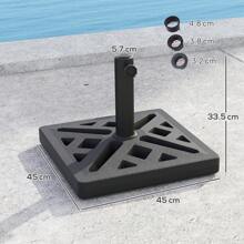 Outsunny Garden Parasol Base, 15kg HDPE Outdoor Umbrella Stand Parasol Stand With Cut-Out Design, Sun Umbrella Base For Deck Poolside, Black - Black - View 3
