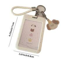 Kpop 照片卡夹钥匙扣卡通动物电脑夹 Kpop ID 徽章夹带钥匙扣学生公交卡吊坠钥匙扣硬壳保护照片套，学校用品，返校 - 彩色 - 查看 2