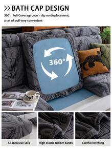 1pc Plush Velvet Jacquard Non-Slip Sofa Seat Cushion Cover, Soft Skin-Friendly Pet Stain Resistant Stretch Sofa Slipcover, Suitable For Living Room L-Shaped Combination And 1/2/3/4 Seats Sofa, Spring/Autumn - Dark Grey - View 9