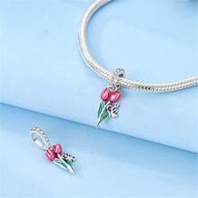 925 Sterling Silver Sunflower And Morning Glory Charm Tulip Daisy Charm Four Leaf Clover Charm Rose Charm Flower Charm Suitable For Women Bracelet Necklace DIY Jewelry Making Charm And Daily Clothing Matching Jewelry Decoration Suitable For Girls