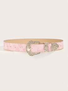 ROMWE Kawaii 1pc Women's Heavy Beaded Edge Milk Fiber Western Belt, Suitable For Cowgirl Summer, School Fall, Autumn, Halloween - Pink - View 2