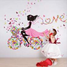 Adhesivo de pared de bicicleta, decoración para sala de estar y dormitorio, mural autoadhesivo y extraíble NC2-89
