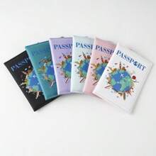 Capa Personalizada de Mapa Cartoon Impresso em Cores, Proteção de Passaporte, Porta-Documentos Multifuncional, Porta-Passagem Aérea, Capa de Passaporte e Tag de Bagagem, Presentes de Festa de Casamento