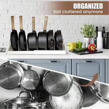 Pot And Pan Organizer, Expandable Pot Lid Holder With 7 Adjustable Compartments, U-Shape Pot Rack Organizer, Space-Saving Pan Organizer For Cabinet - 白色 - 查看 9