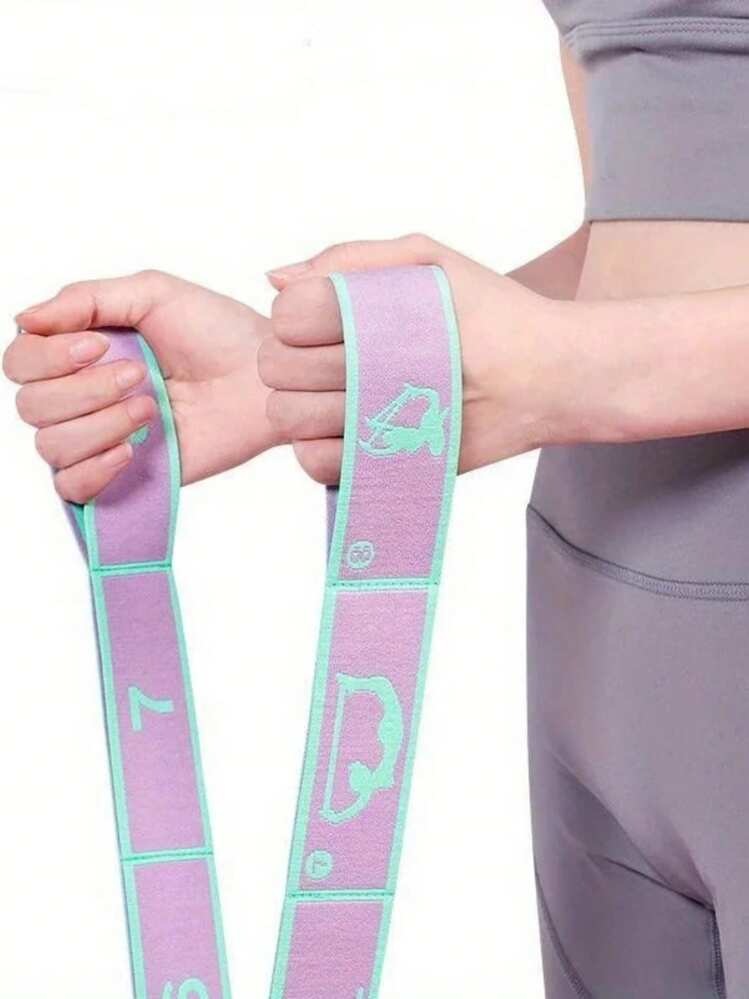 1 pieza Banda elástica de resistencia de yoga con correa de tracción y secciones múltiples, para entrenamiento de danza adulta, gimnasio doméstico, Pilates, ejercicio, cinturón de fitness, accesorios de gimnasio y deporte - Multicolor - Añade 4