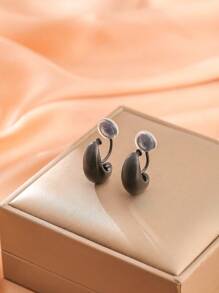 1 Pair Fashionable Black Minimalist Elegant Metal Water Drop Clip Earrings, Unique Personalized Clip On Earrings For Women, Suitable For Daily Wear And Holiday Gift - Mosquito Coil Tray Black (item Number A1875) - View 12