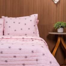 3-Piece Percale 150 Thread Count Cotton Bedspread Kit With Pillowcases - Marina Enxovais - Hibiscus Flower - View 4