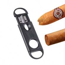 Portable Cigar Scissors, Cuban Cigar Cutter With Dual Stainless Steel Blades, Cigar Punch Tool - Black - View 4