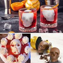 Molde de cubitos de hielo en forma de calavera 3D grande, molde de hielo redondo para whisky con tapa para bebedores de whisky, bartenders, intercambios de regalos, entusiastas del bar en el hogar y regalos festivos