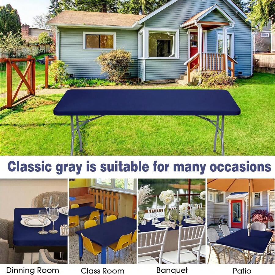 1 件矩形桌布，涤纶牛奶丝桌布，抗皱可洗弹性桌布保护套，适用于室内、室外、露台、野餐、露营、派对、婚礼
