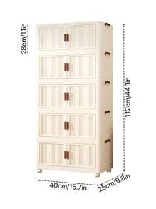 40cm/15.8in Width 5 Layers Removable Folding Storage Box, Closet Organizer/Bedroom Closet/Portable Closet, No Installation Of Stackable Baby Clothes/Toys/Books/Snacks/Miscellaneous Storage Cabinets, Living Room/Bedroom/Kitchen Storage Plastic Cabinets - White - View 7