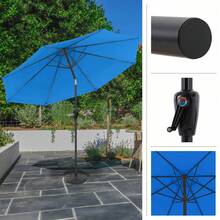 Sombrilla de patio de 10 pies - Dosel con ventilación y inclinación ajustable - Sombrilla resistente a los rayos UV para terraza, patio o jardín - azul brillante - Ver 6