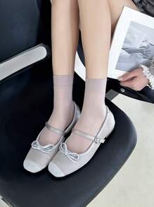 1/3/6双薄款女士中长袜。透气袜子。透明长筒袜。纯色女士袜子，秋季 - 彩色 - 查看 5