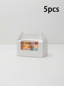 5个/10个装透明展示窗纸杯蛋糕盒，带提手，甜点盒，糕点包装盒，适用于生日、派对、婚礼及生日用品、家居及派对装饰 - 紙本 - 查看 11