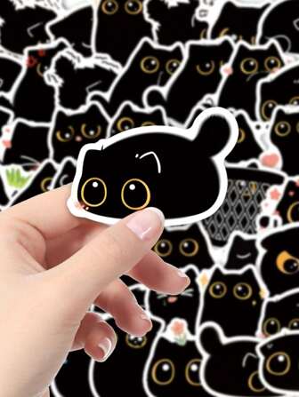 40/50/63 st små svarta kattgraffiti-klistermärken i PVC-slitstarkt material, såsom bärbara datorer, mobiltelefoner, vattenflaskor etc. Den högviskösa designen säkerställer att klistermärket är fast och inte lätt att ramla av.
