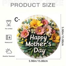 1 Señal de madera con diseño de corazón "Feliz Día de la Madre", patrón floral rojo, decoración rústica de pared para el hogar y el jardín, ideal para el Día de la Madre, cumpleaños y aniversarios, sin necesidad de electricidad