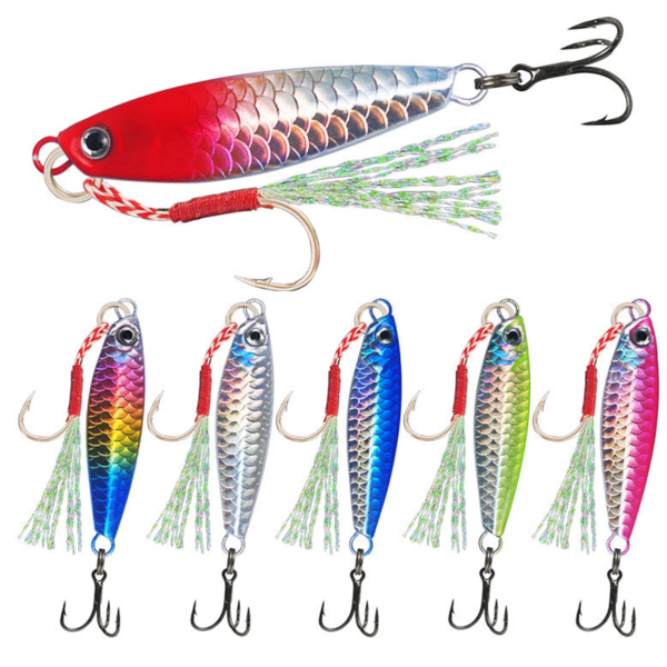 6PCS Far Throw Falling Iron Plate Lure, Isca Falsa de Placa de Ferro, Camada de Água Cheia Simulada Isca de Perca de Escama de Peixe