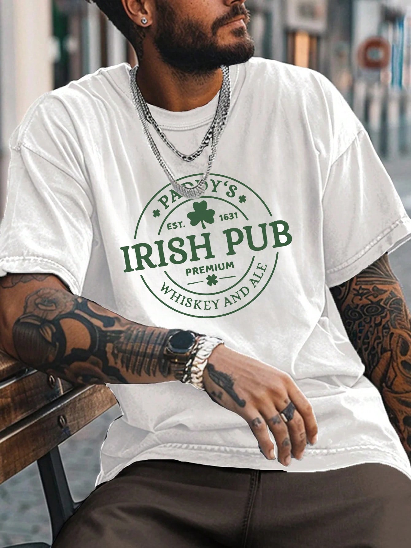 Men's Crew Neck St. Patrick's Day Element Letter Print Casual T-Shirt