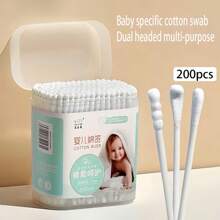 200pcs Clean Swabs, Suitable For Newborns, Infants And Children, For Babies - White English - View 3
